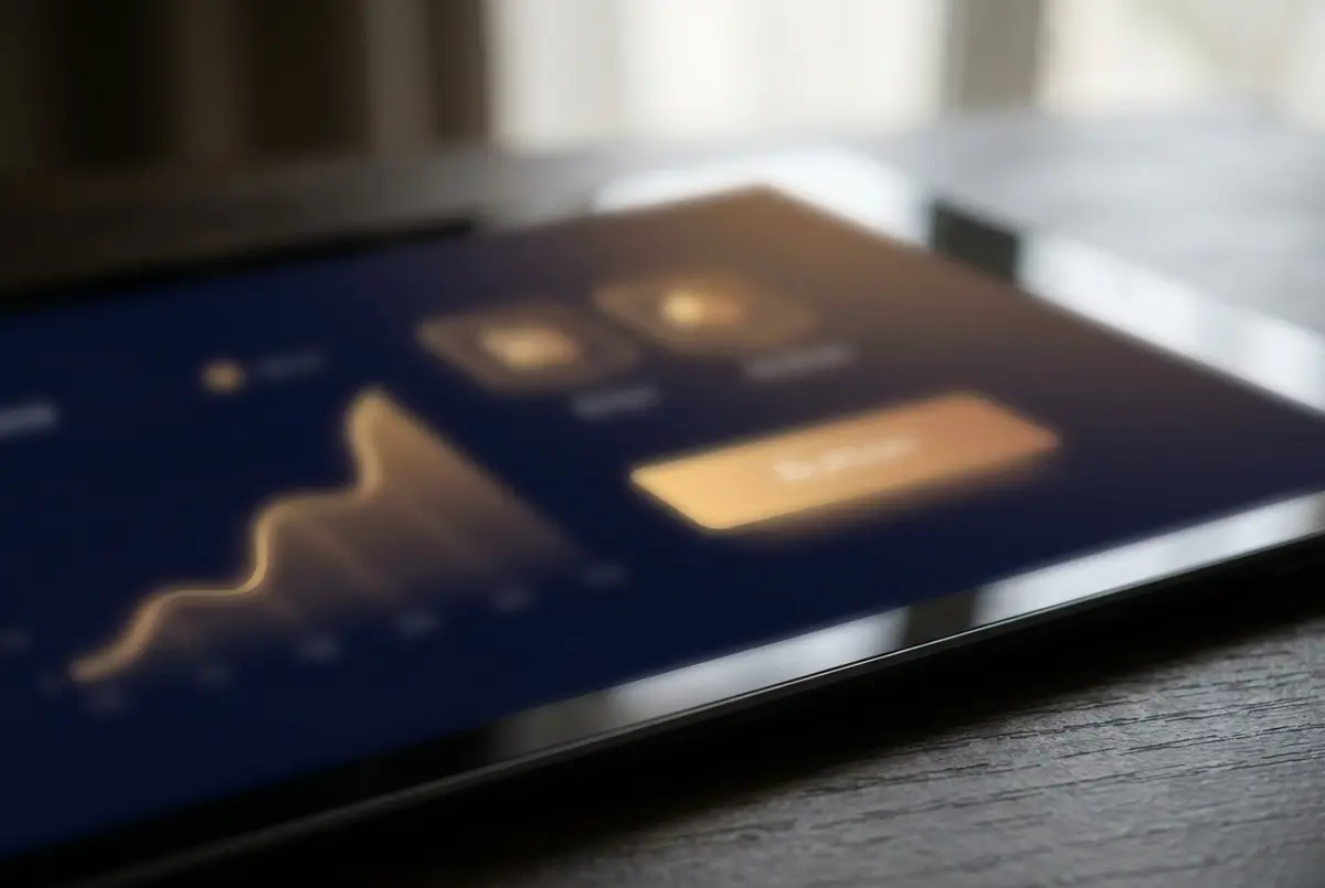 Abstract landing page layout with a call-to-action and a conversion-rate curve